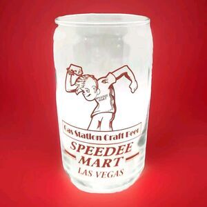 Las Vegas Speedee Mart Can Of Beer Shaped Glass Tumbler Gas Station Craft Beer
